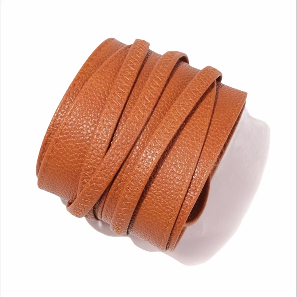 Plus Size Brown PU Leather Wrap Belt - Picture 3 of 4